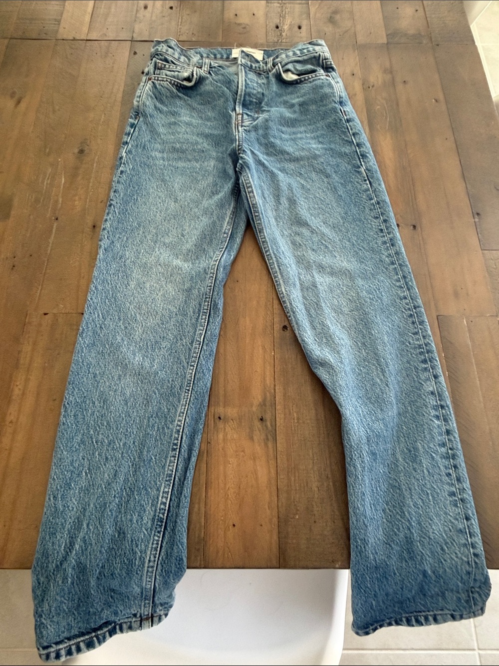 Reformation Straight-Leg Jeans in Light Blue Wash
